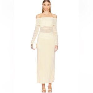 SOVERE X Revolve Rise Mesh Dress Long Sleeve  Buttermilk Sz Small NWT